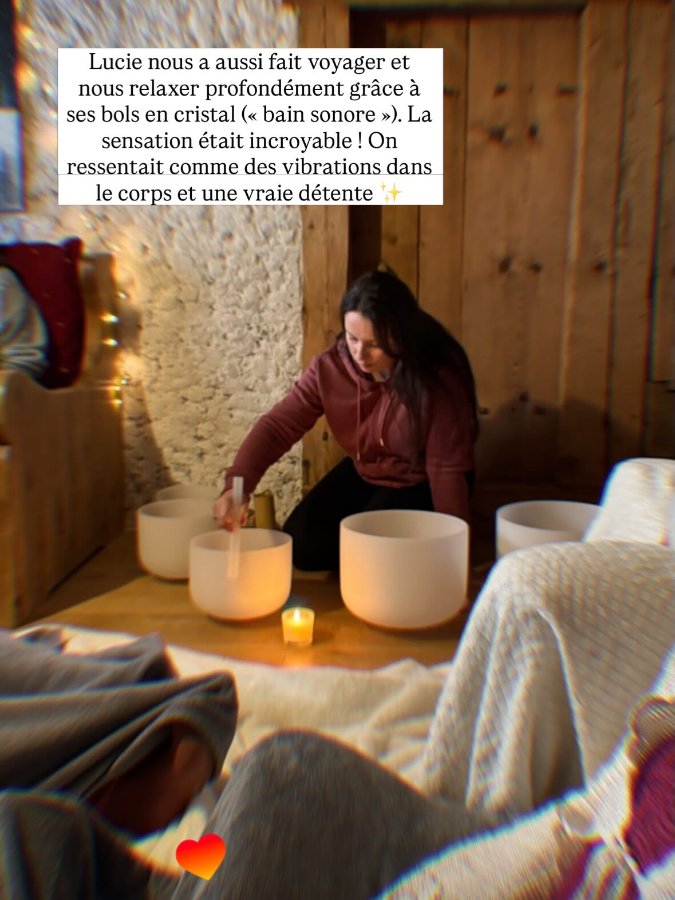 Voyage sonore aux bols de cristal pendant le séjour